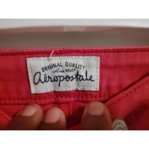 Aeropostale Juniors Pink Distressed Bayla Skinny Jeans Size 3/4 - Picture 3 of 5